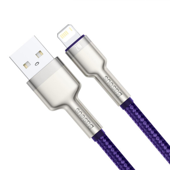 CABLU alimentare si date Baseus Cafule Metal, Fast Charging Data Cable pt. smartphone, USB la Lightning Iphone 2.4A, 2m, violet