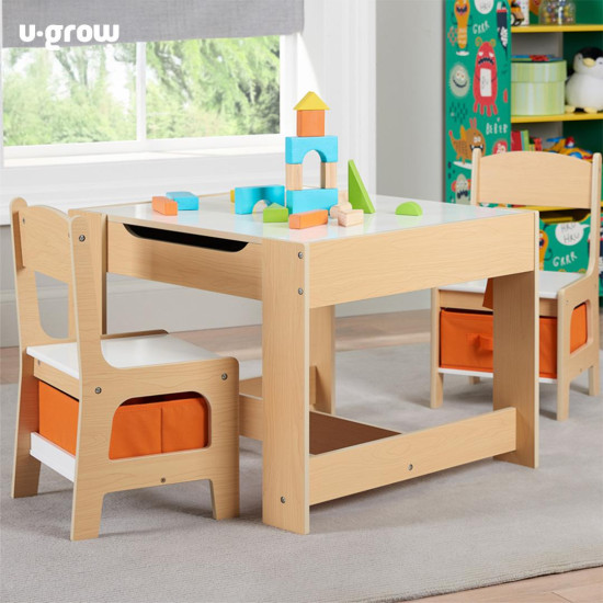 Set masuta si 2 scaune,lemn natur,U-Grow Set masuta si 2 scaune,lemn natur,U-Grow