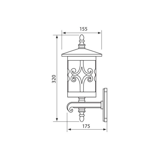 Aplica tip felinar Vivalux JARDIN UP, E27, max. 1x60W, IP44, 175x155x320mm, COFFEE, bec neinclus