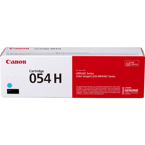 Toner Canon CRG054H cyan, High yeld, capacitate 2.3k pagini, pentru LBP62x, MF64x. Toner Canon CRG054H cyan, High yeld, capacitate 2.3k pagini, pentru LBP62x, MF64x.
